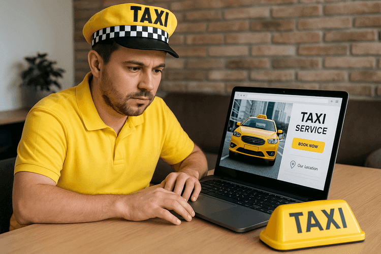 Woman exiting a premium taxi